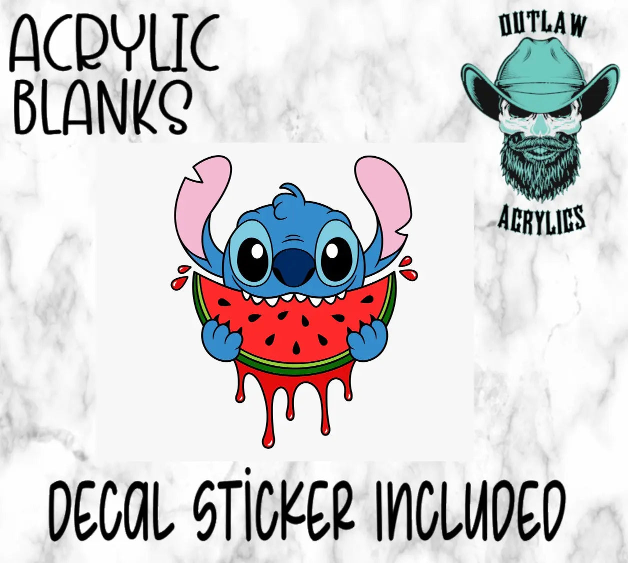 Watermelon Stitch Acrylic & Decal Set - Outlaw Acrylics