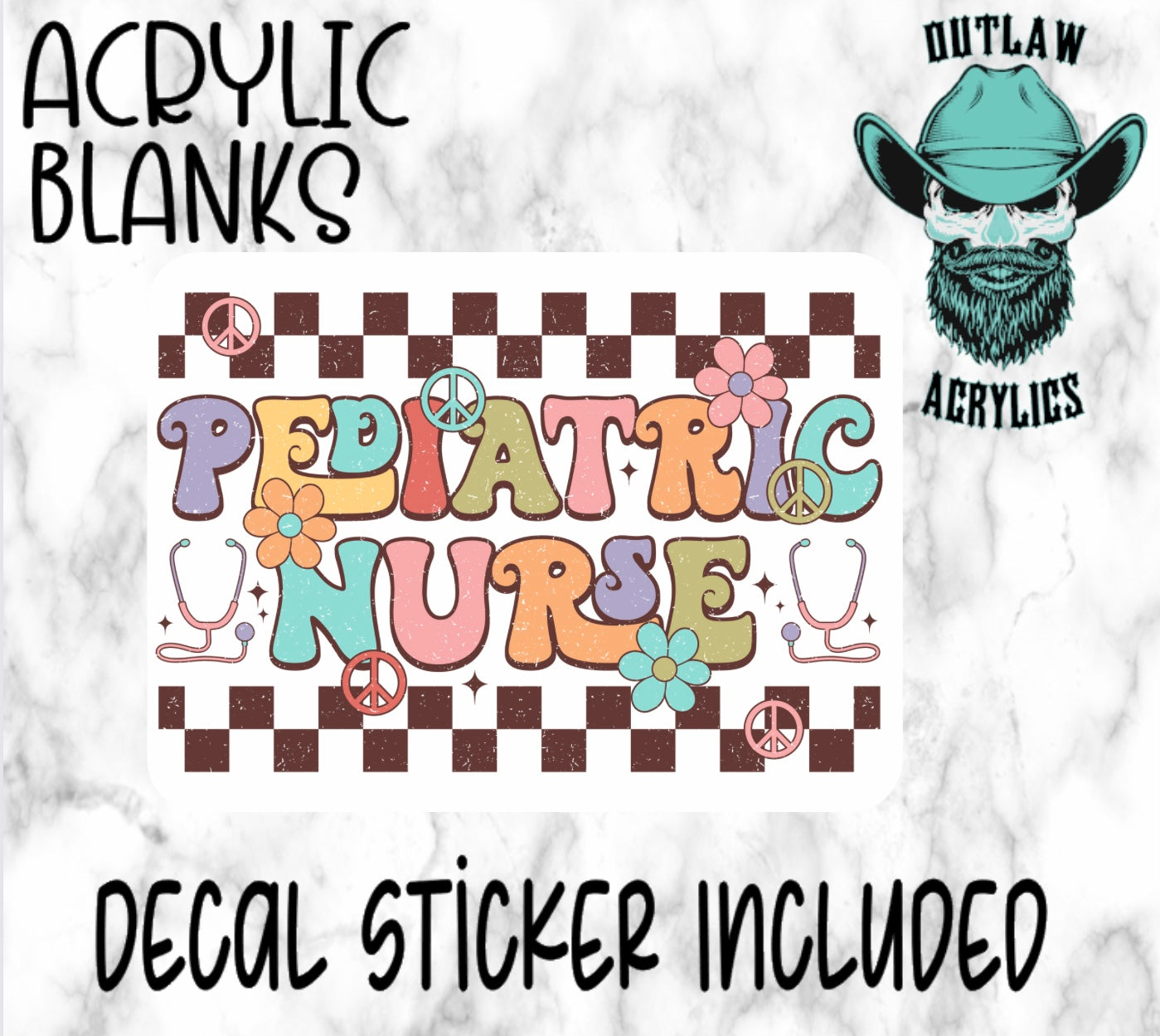 Retro Pediatric Nurse Acrylic & Decal Set