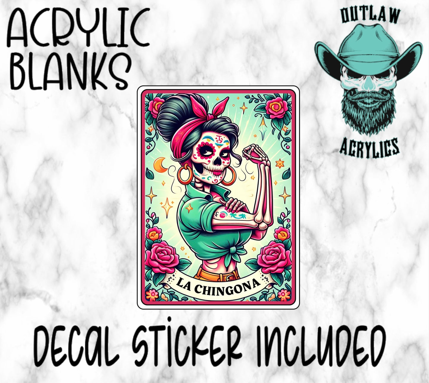 La Chingona Tarot Card Style Acrylic & Decal Set