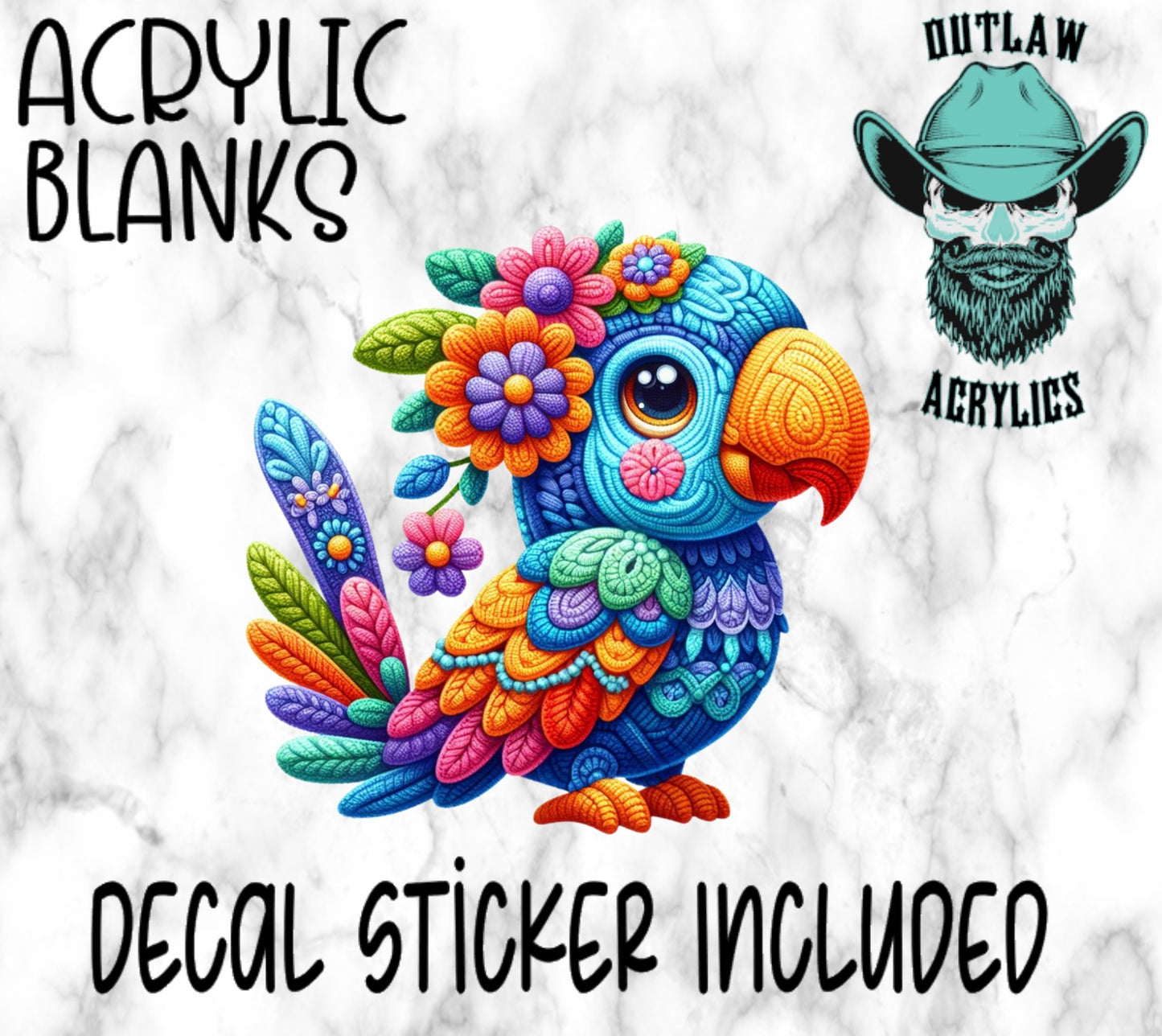 Crochet Parrot Acrylic & Decal Set