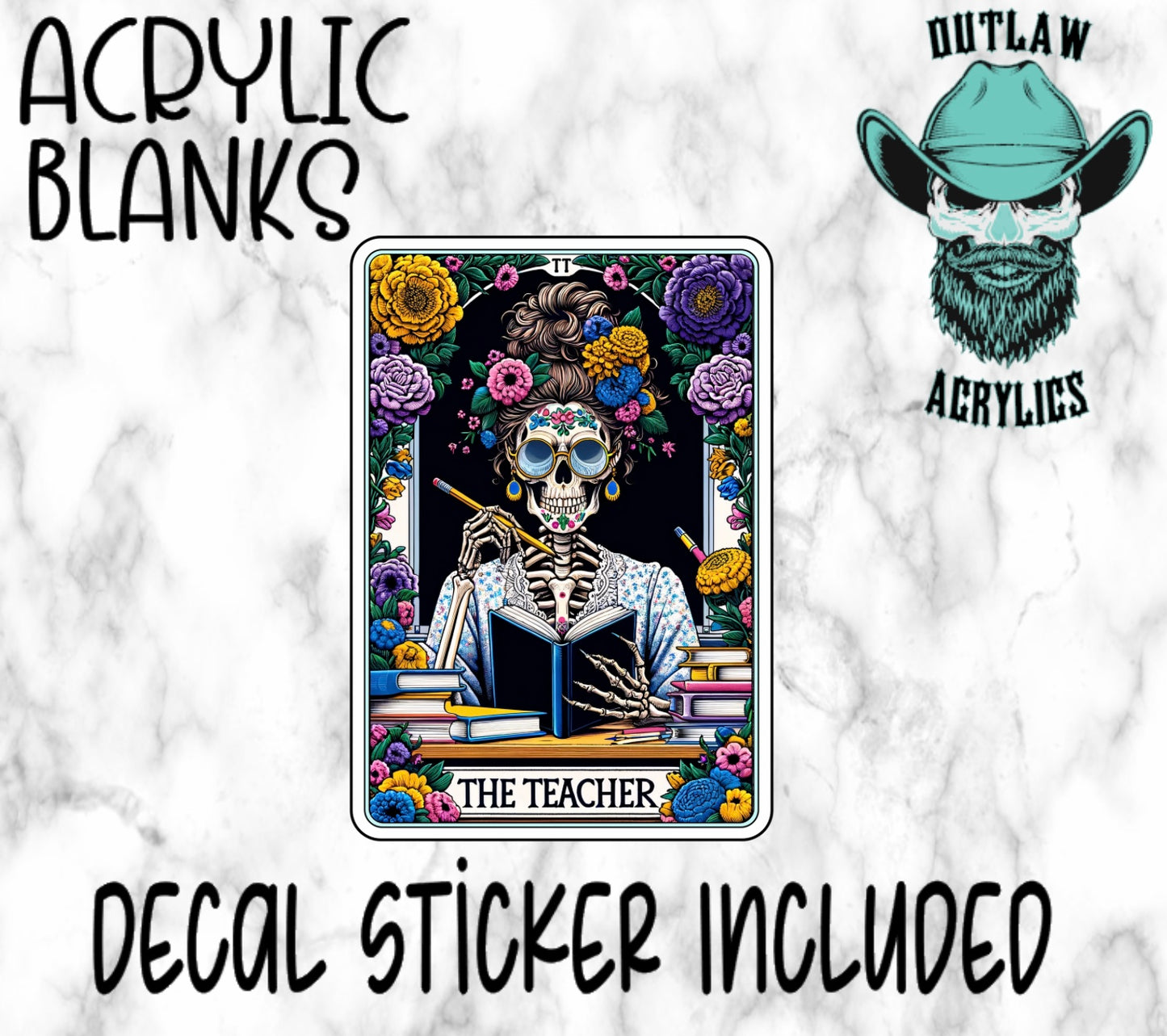 The Teacher Tarot Card Style Acrylic & Decal Set