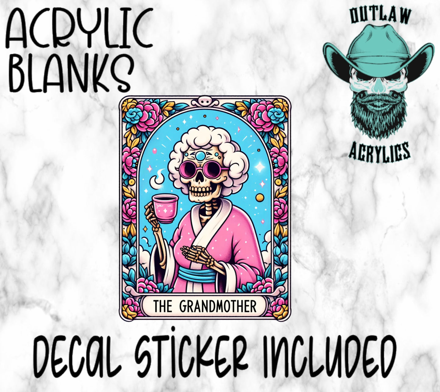 The Grandmother Tarot Card Style Acrylic & Decal Set