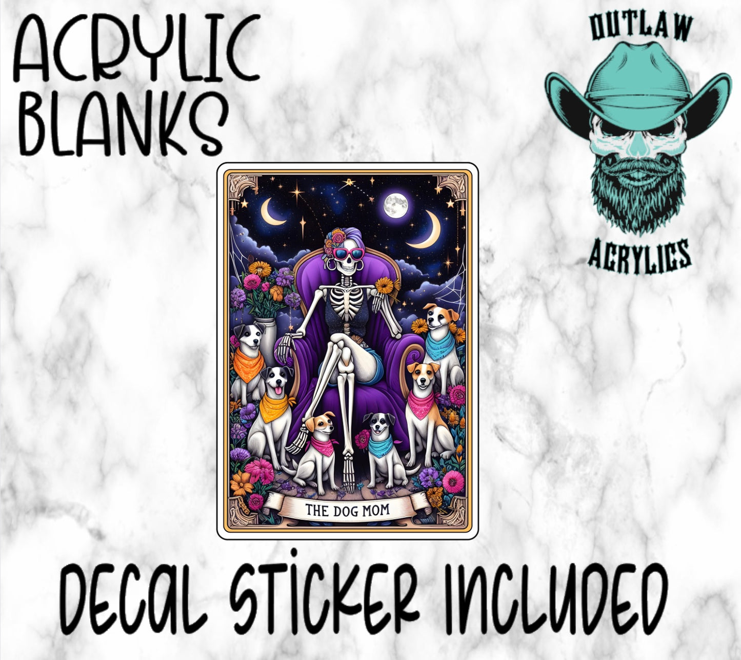 Dog Mom Tarot Card Style Acrylic & Decal Set