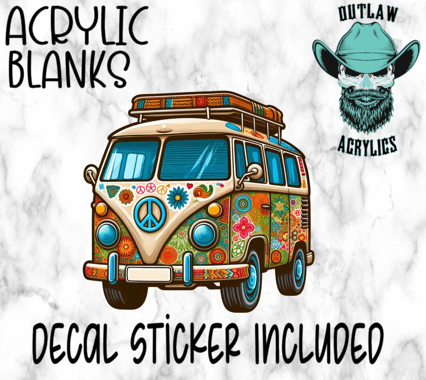 Hippie Van Life Acrylic & Decal Set