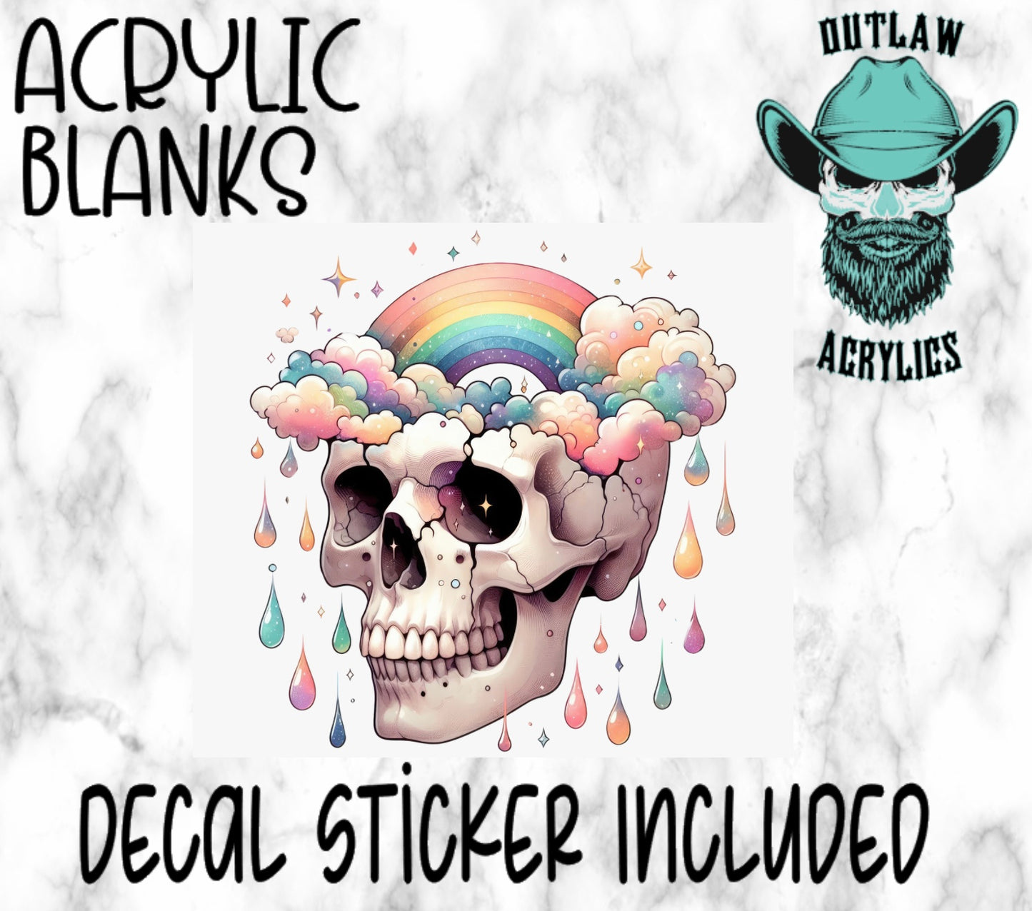 Rainbow Skeleton Acrylic & Decal Set