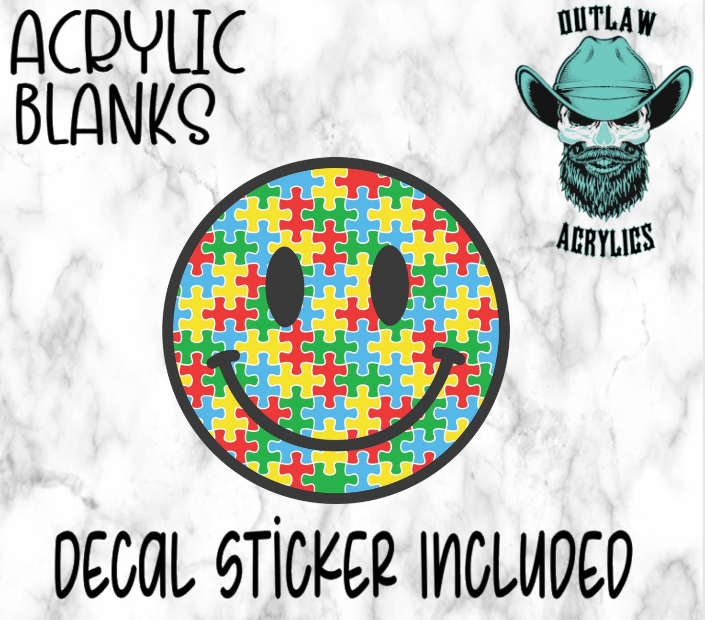 Autism Smiley Acrylic & Decal Set