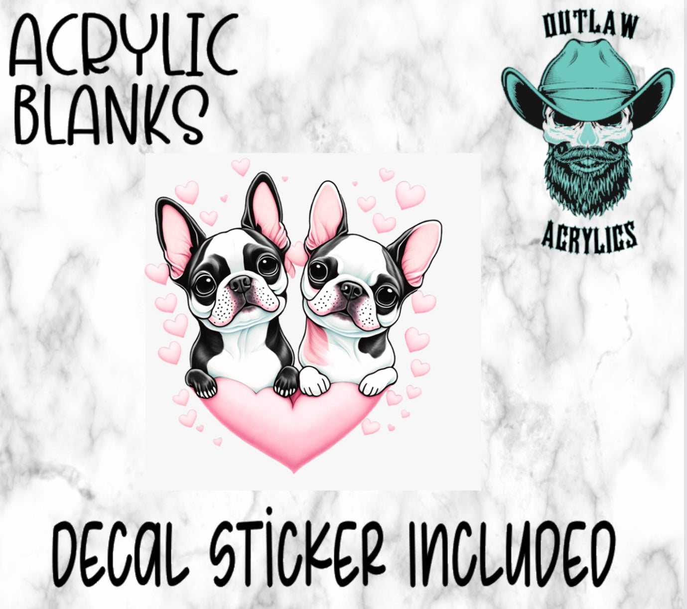 Pink Pup Heart Acrylic & Decal Set