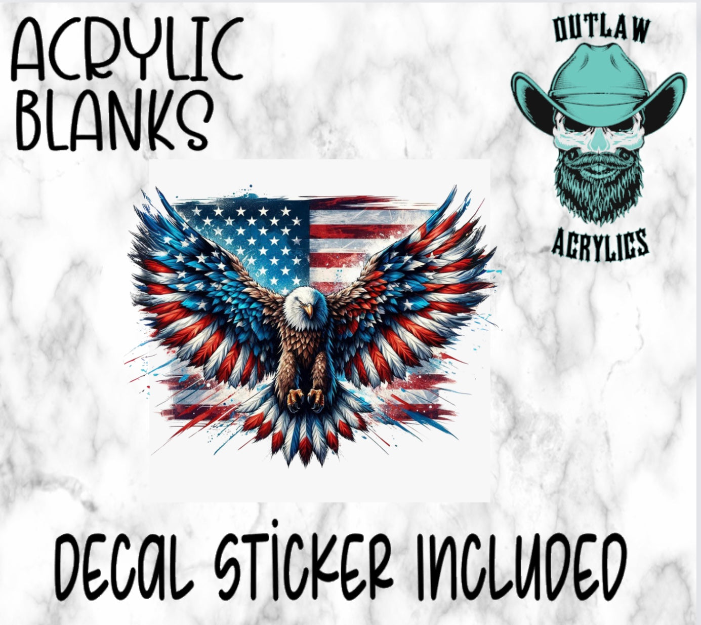 American Eagle & Flag Acrylic & Decal Set