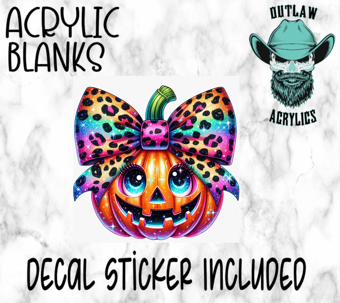 Rainbow Leopard Pumpkin Acrylic & Decal Set