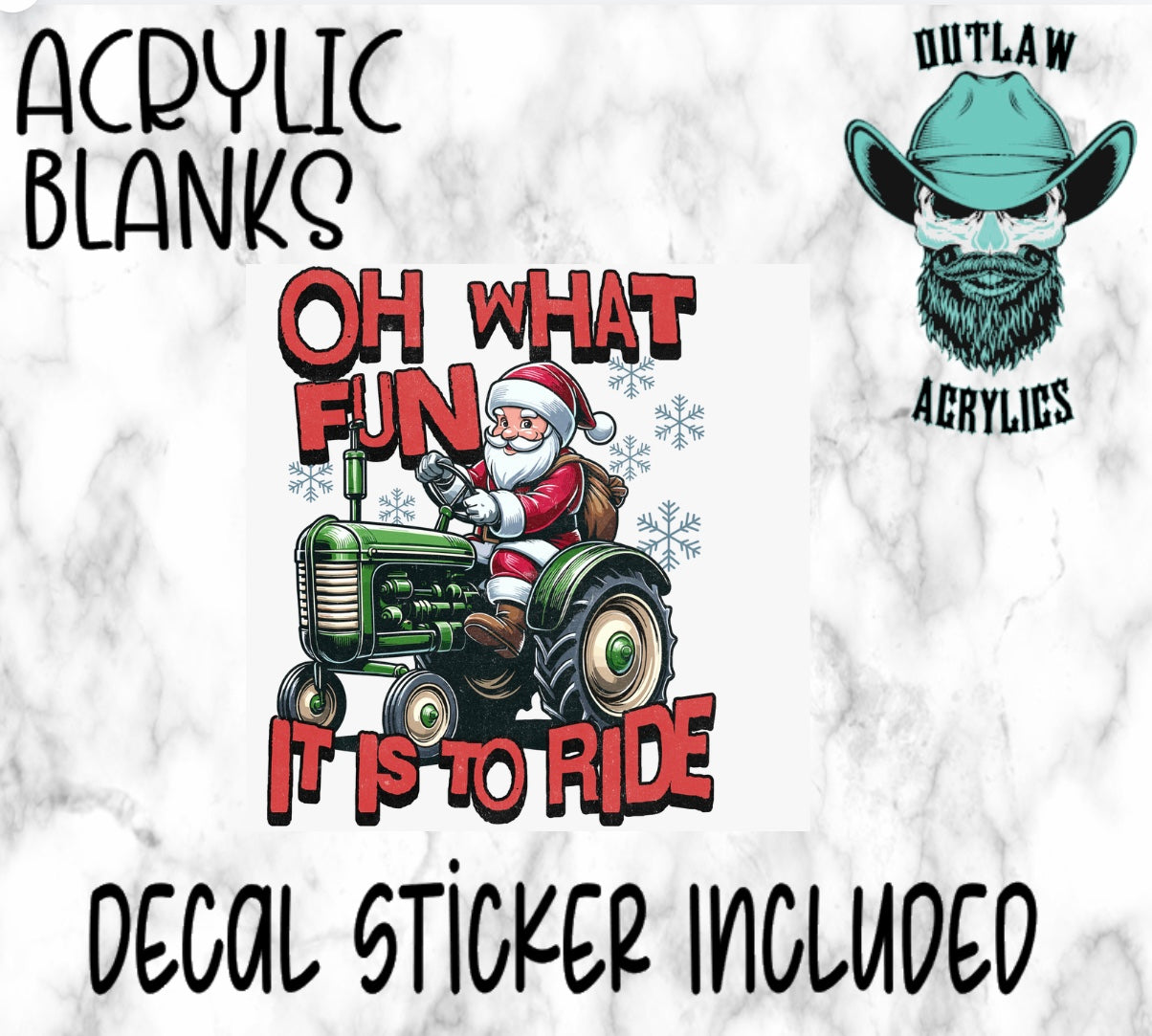 Santa Tractor Acrylic & Decal Set