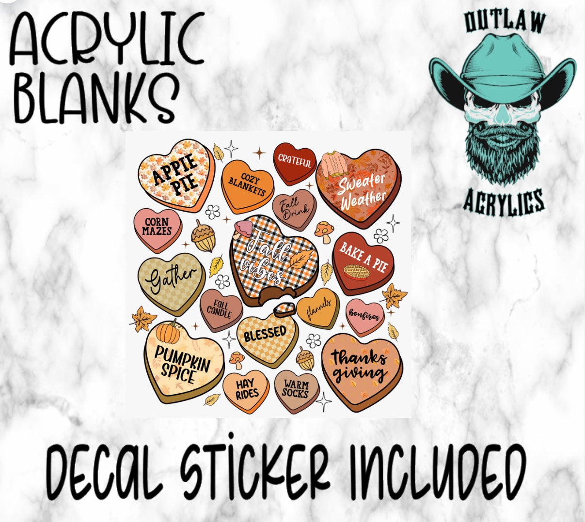 Fall Hearts Acrylic & Decal Set