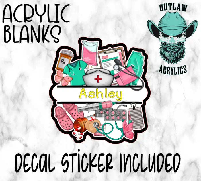 Nurse Monogram Acrylic & Decal Set - Outlaw Acrylics