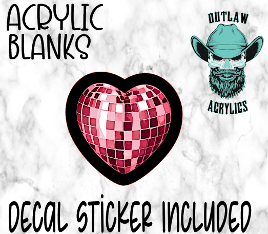 Heart Disco Pink & Red Acrylic & Decal Set