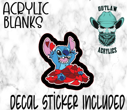 Stitch Puddle of Hearts Acrylic & Decal Set