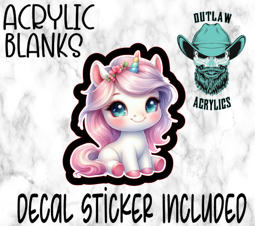 Baby Girl Unicorn Acrylic & Decal Set