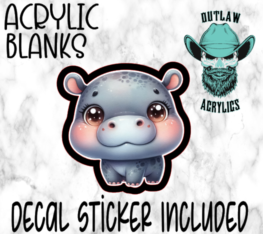 Baby Hippo Acrylic & Decal Set