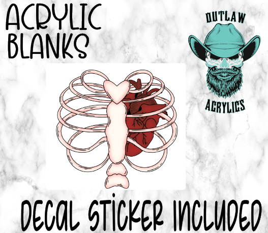 Ribcage Heart Acrylic & Decal Set