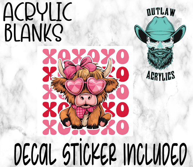 Highland XOXO Acrylic & Decal Set