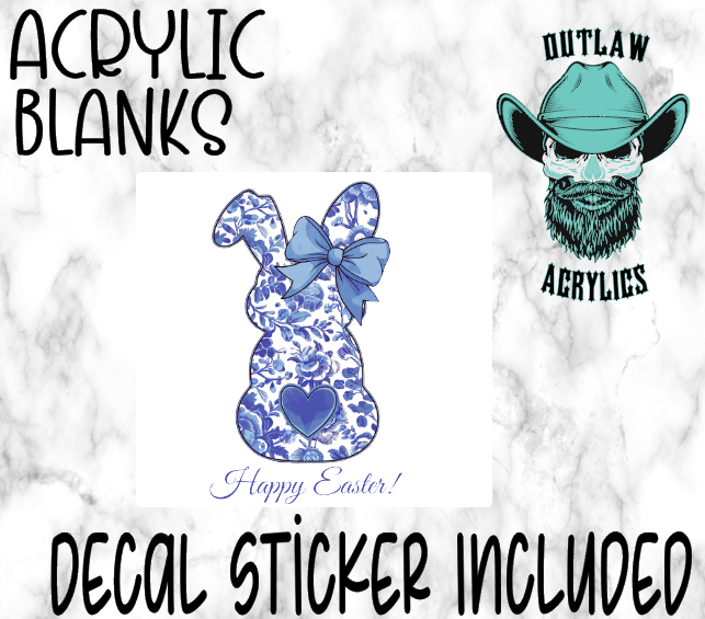 Blue Bunny Easter Acrylic & Decal Set