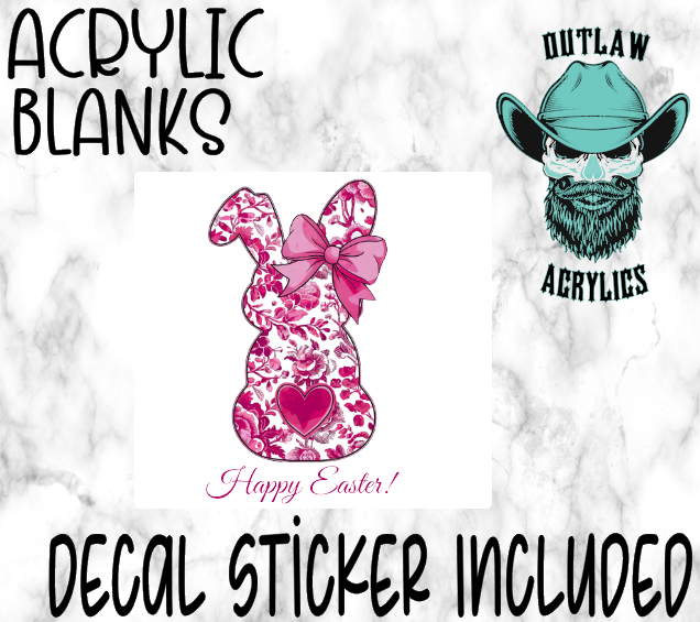 Pink Bunny Easter Acrylic & Decal Set