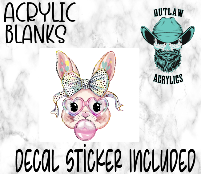 Pink Bubble Bunny Face Acrylic & Decal Set