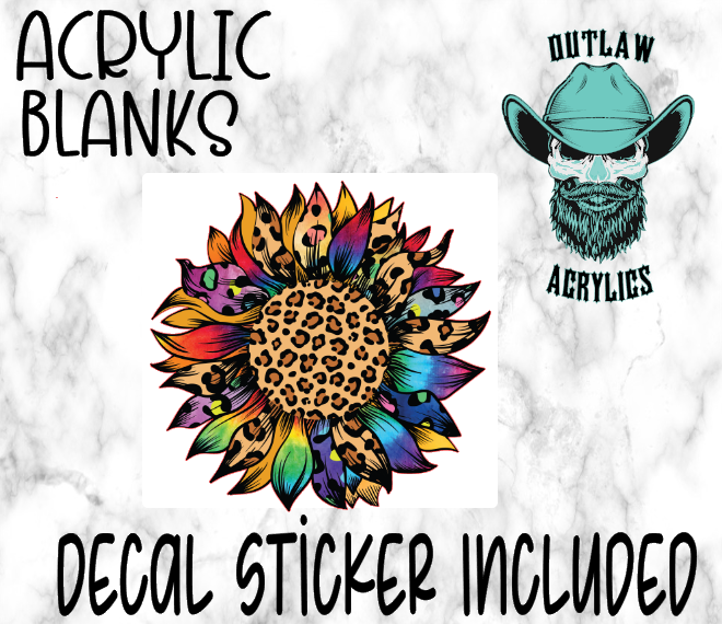 Rainbow Leopard Sunflower Acrylic & Decal Set