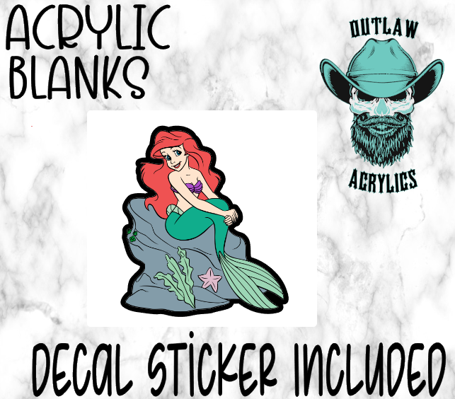 Mermaid Sitting Acrylic & Decal Set
