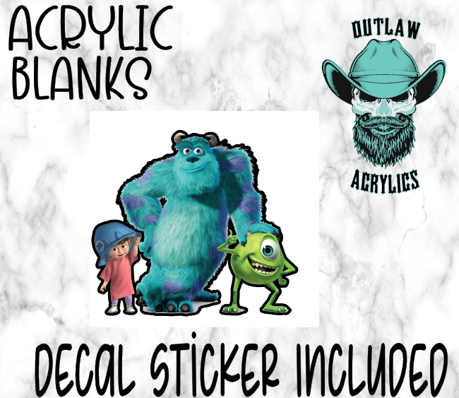 Mike, Sully, Boo Acrylic & Decal Set