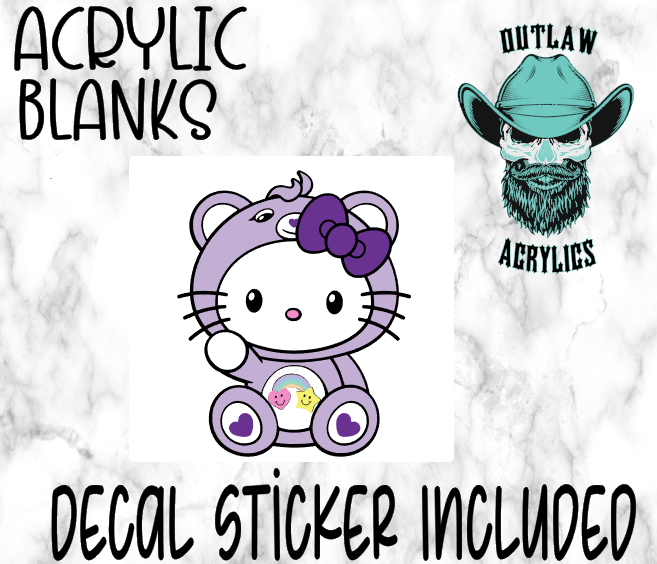 PURPLE HK Bear Acrylic & Decal Set