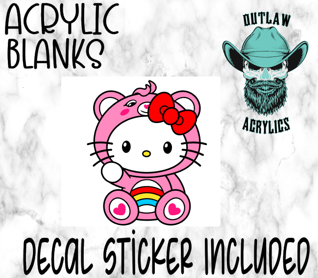 PINK HK Bear Acrylic & Decal Set
