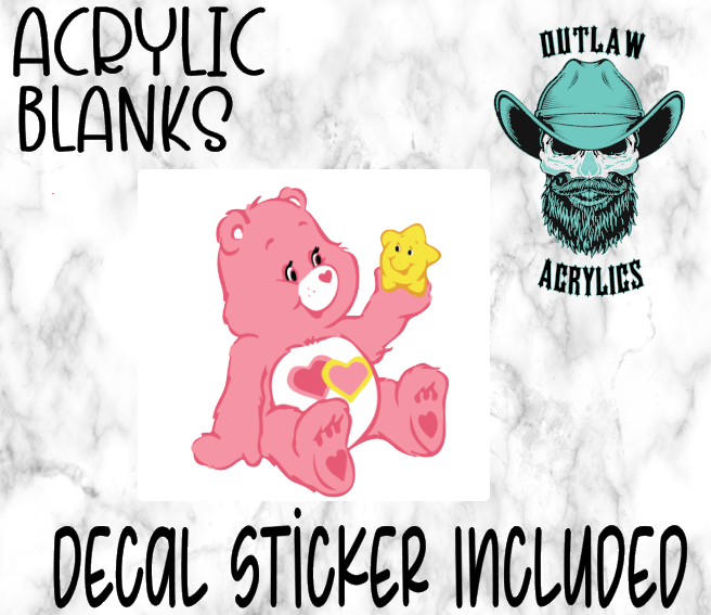 PEACH Care Bear Acrylic & Decal Set