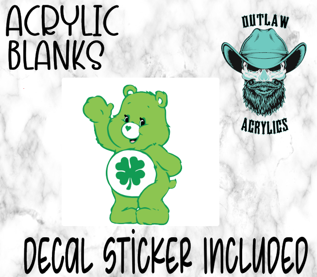 GREEN Care Bear Acrylic & Decal Set