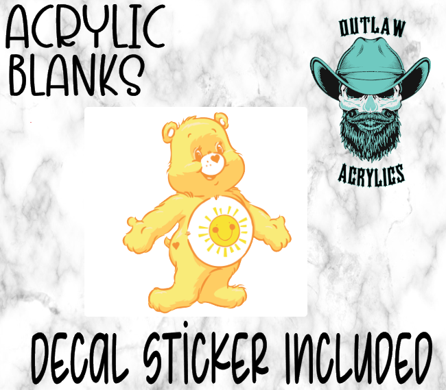 YELLOW Care Bear Acrylic & Decal Set