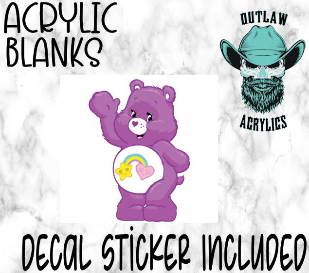 LIGHT PURPLE Care Bear Acrylic & Decal Set