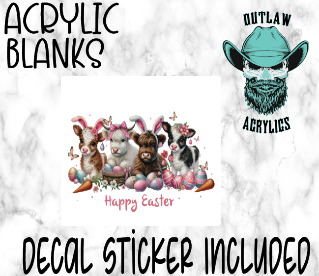 Happy Easter Highland Acrylic & Decal Set