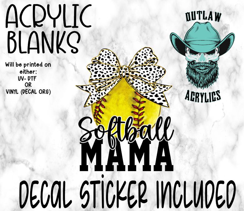 Softball Mama Acrylic & Decal Set