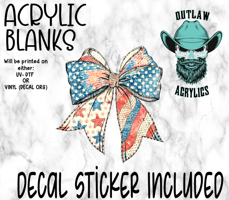 Vintage Flag Croquette Bow Acrylic & Decal Set