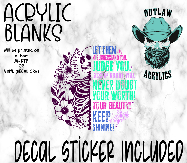 Let Them Skeleton & Flowers Acrylic & Decal Set