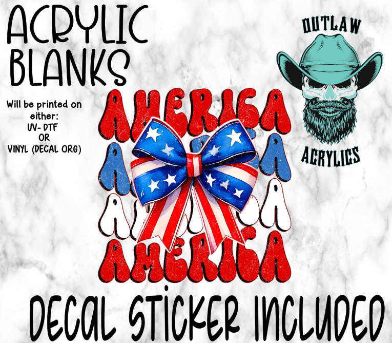 America Croquette Bow Acrylic & Decal Set