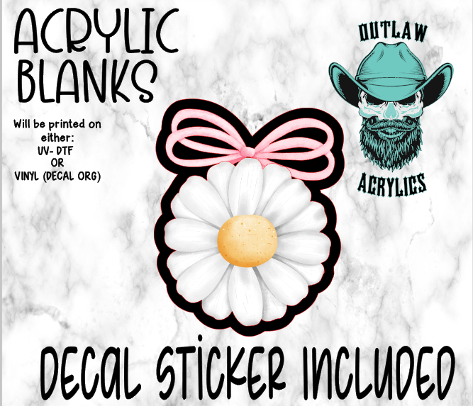 Pink Bow Daisy Acrylic & Decal Set