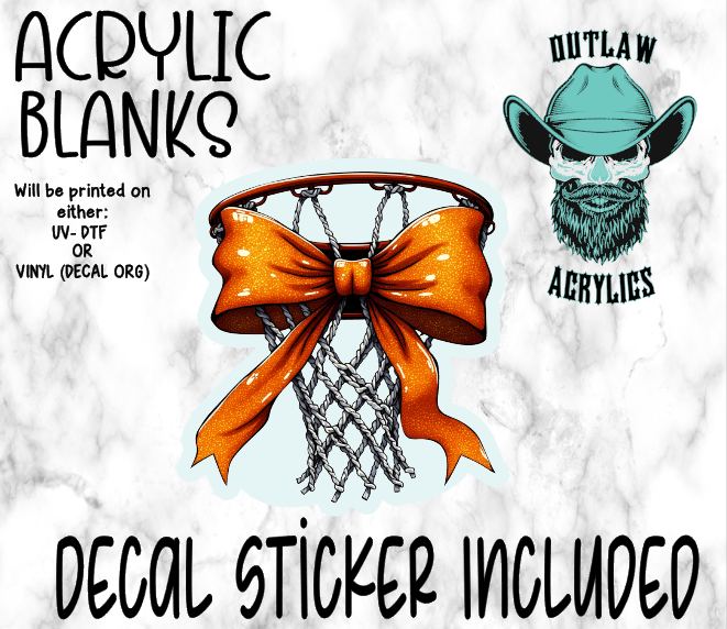 Glitter Orange Bow Hoop Acrylic & Decal Set