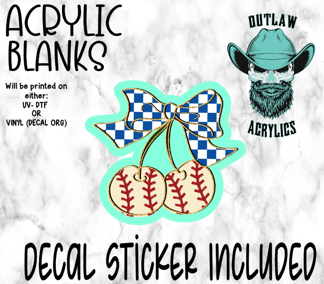 Retro Baseball Cherry Acrylic & Decal Set
