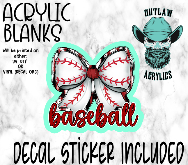 Baseball Writing Bow Acrylic & Decal Set
