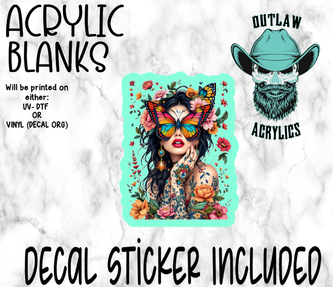 Floral Butterfly Lady Acrylic & Decal Set