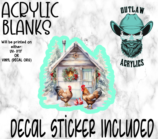 Vintage Christmas Chicken Acrylic & Decal Set