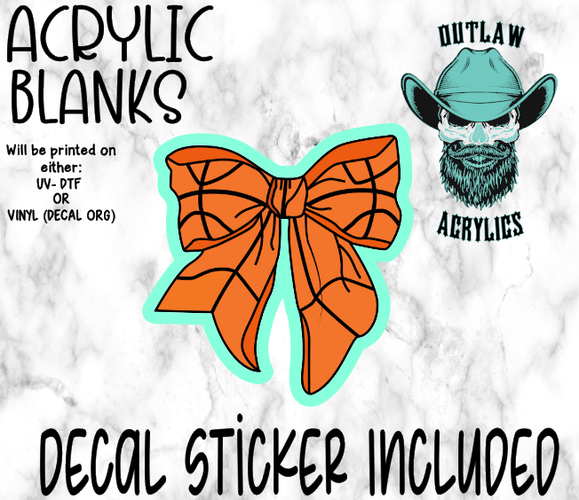 Basketball Bow Style Acrylic & Decal Set