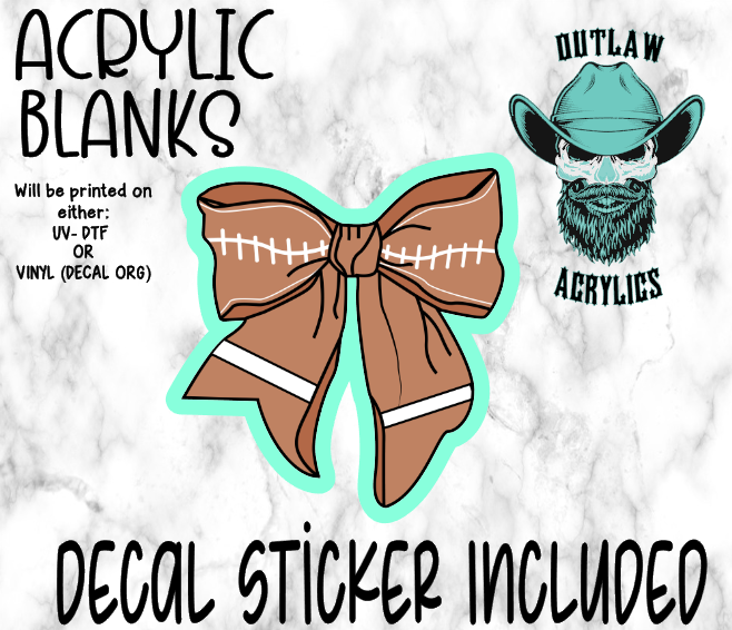 Football Bow Style Acrylic & Decal Set