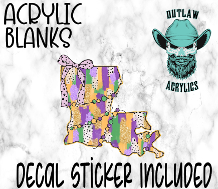 Mardi Gras Boot Acrylic & Decal Set