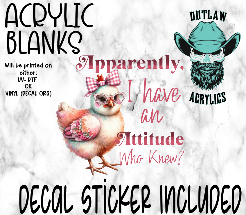 Pink Chicken Tude Acrylic & Decal Set