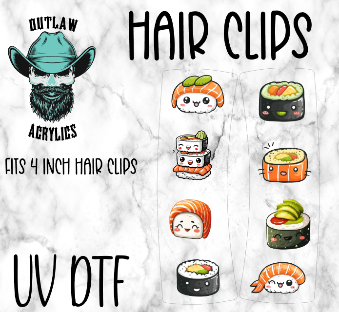 Happy Sushi Hair Clip UV DTF & Blank Combo